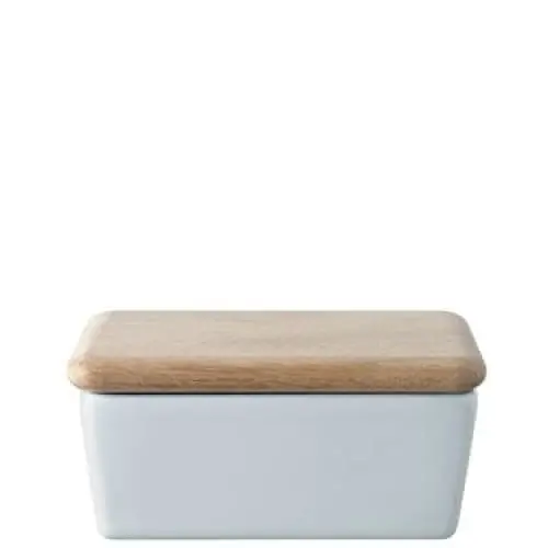 Lsa Wooden-Lid Butter Dish – Gift-Boxed Ceramic Butter Keeper With Natural Wood Top 1