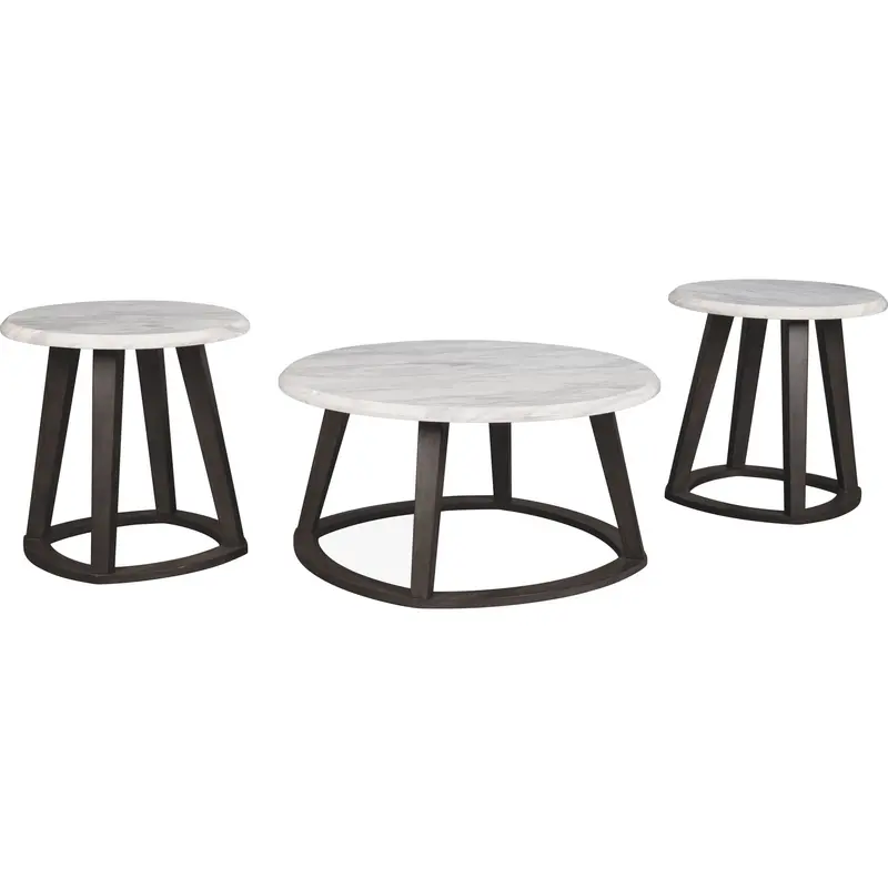 Luvoni Set Of Three Nesting Occasional Tables – Round And Oval Designs 1