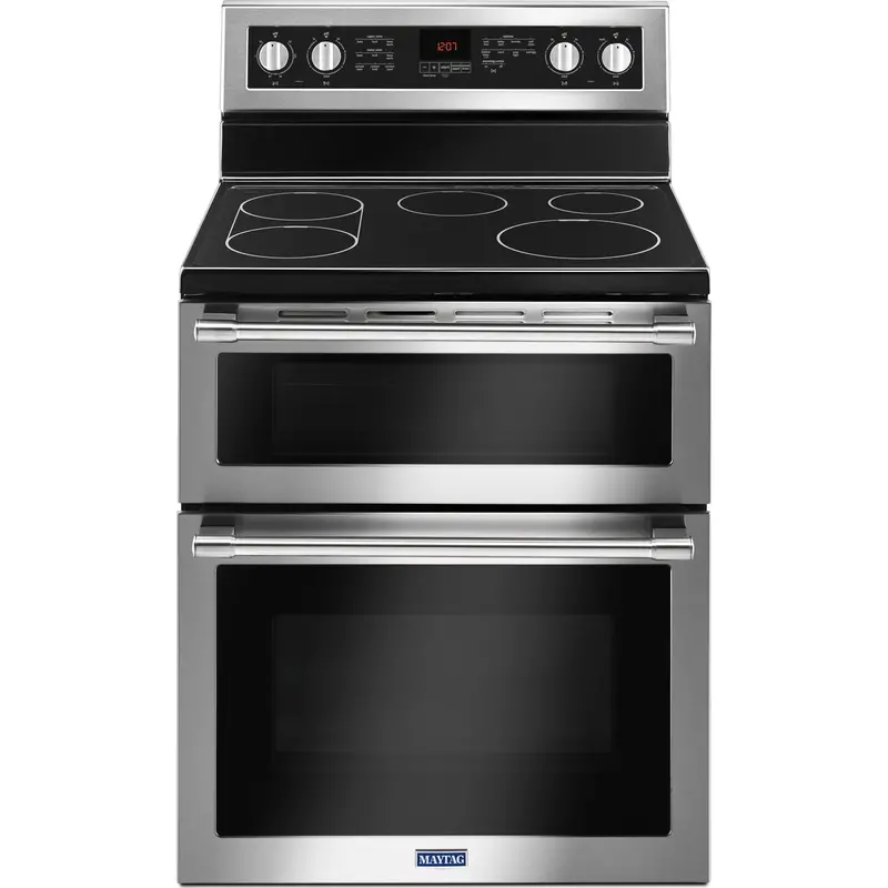 Maytag Stainless Steel Double Oven Electric Range – 30", 6.7 Cu. Ft., True Convection (Ymet8800Fz) 1