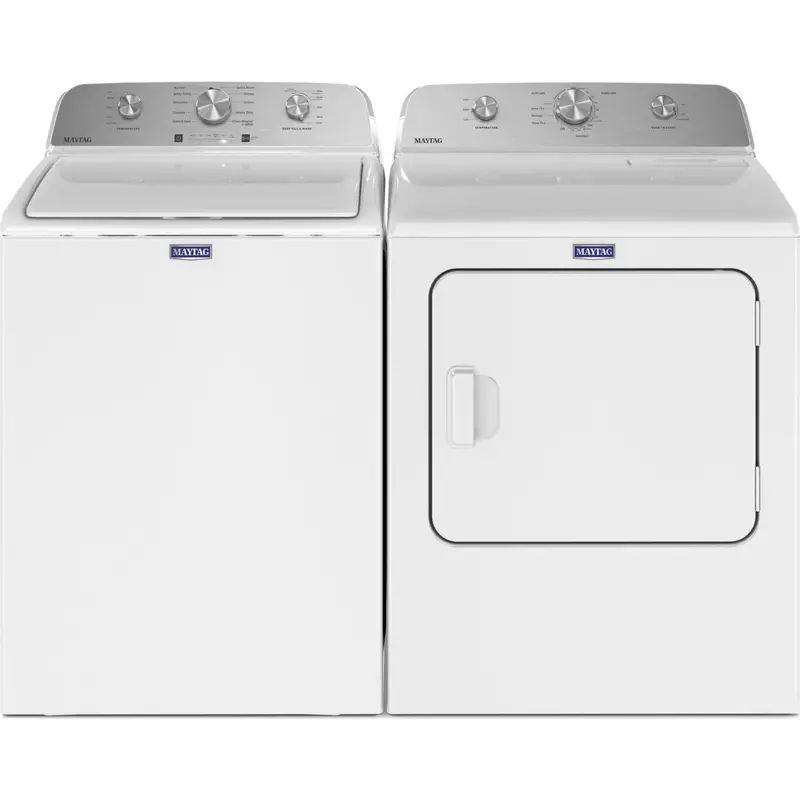 Maytag White Top-Load Washer & Dryer Pair – 5.2 Cu. Ft. Deep Fill Capacity (Ymed4500Mw & Mvw4505Mw) 1