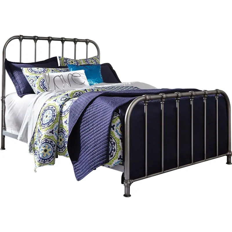Nashburg Queen-Sized Metal Bed Frame – Sleek Matte Black Platform Design 1