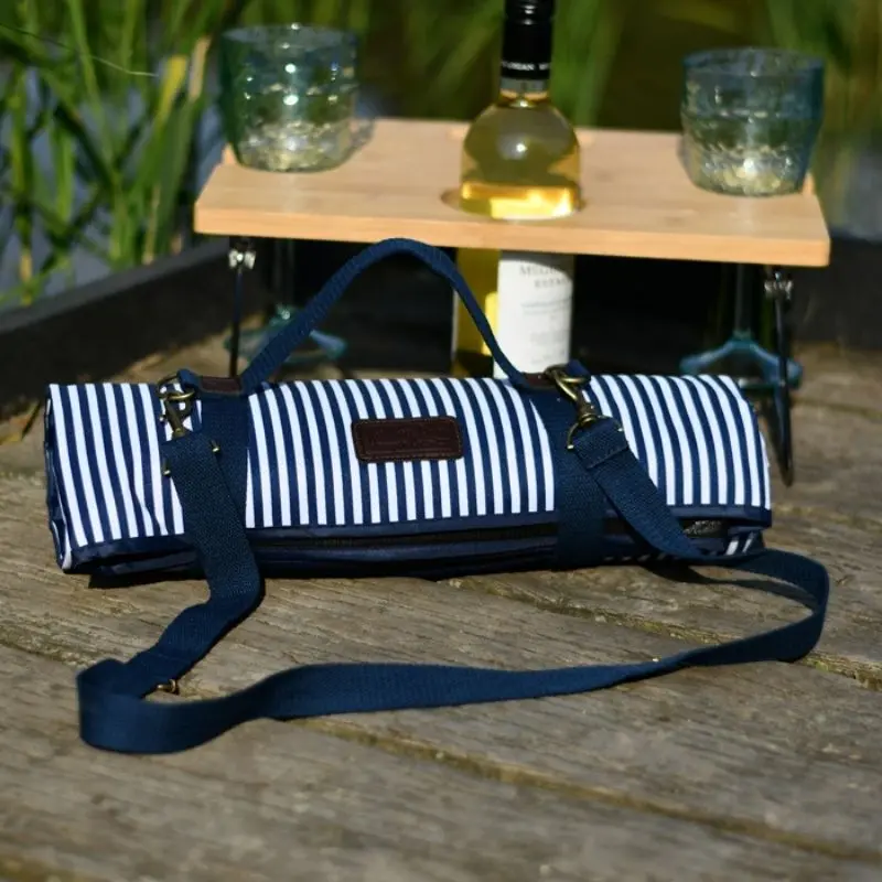 Navigate Three Rivers Blue-And-White Stripe Picnic Blanket (150 X 135 Cm) 2