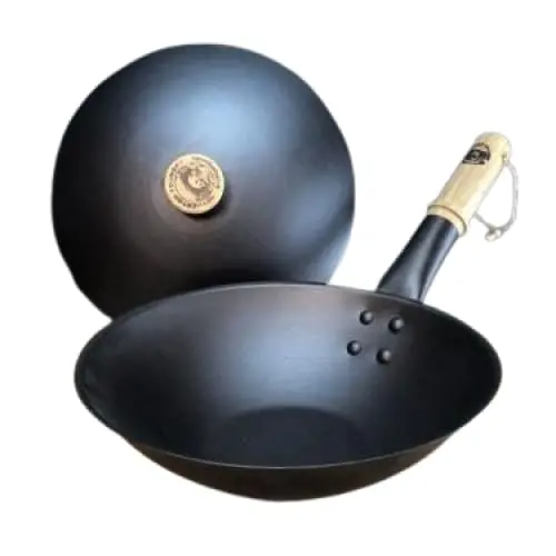 Netherton Spun Iron Small Wok With Glass Lid 1