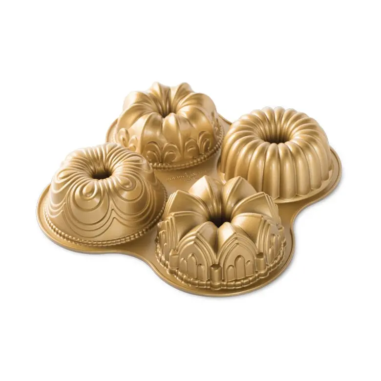Nordic Ware Gold Bundt Quartet Pan – Four Mini Bundt Molds In One 1