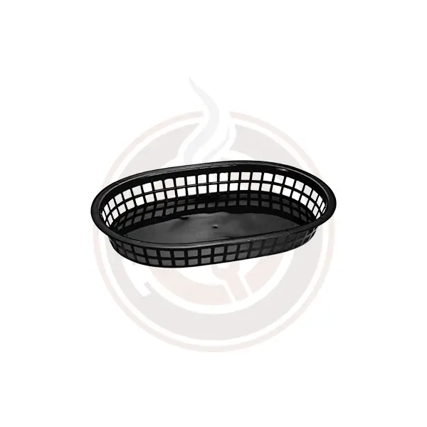 Omcan 10" X 7" Black Oval Plastic Platter – Sleek Serving Surface 80355 1