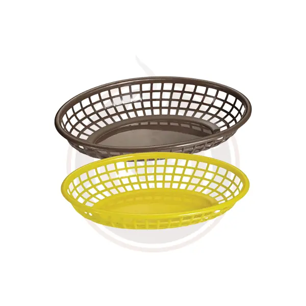 Omcan 10" X 7" Brown Oval Plastic Basket – Pack Of 12 (Model 80358) 1