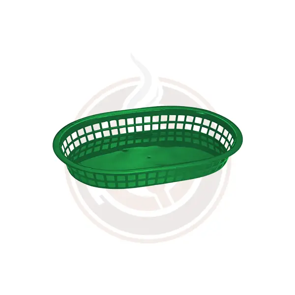 Omcan 10" X 7" Green Oval Plastic Platter – Durable Serving Tray 80354 1