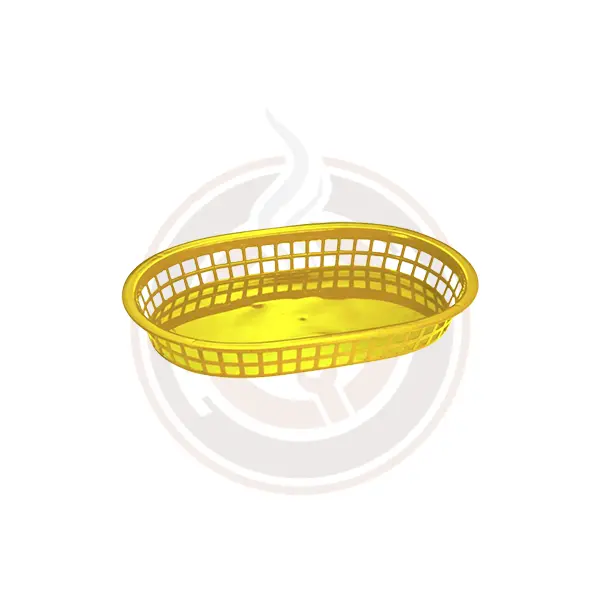 Omcan 10" × 7" Yellow Oval Plastic Serving Platter – Durable Food-Grade Design (Model 80357) 1