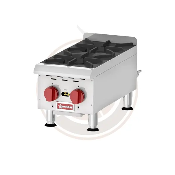 Omcan 2-Burner Countertop Stainless Steel Gas Hot Plate 1