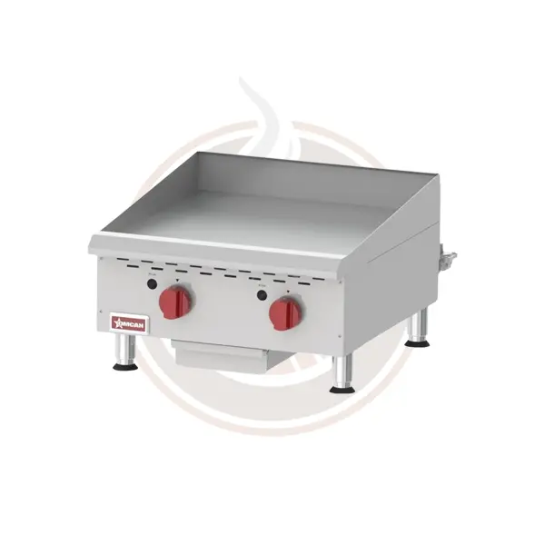 Omcan 2-Burner Thermostatic Gas Griddle – Stainless Steel Countertop Unit 1