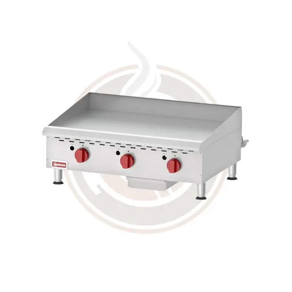 Omcan 3-Burner Thermostatically Controlled Gas Griddle – Commercial Countertop 1