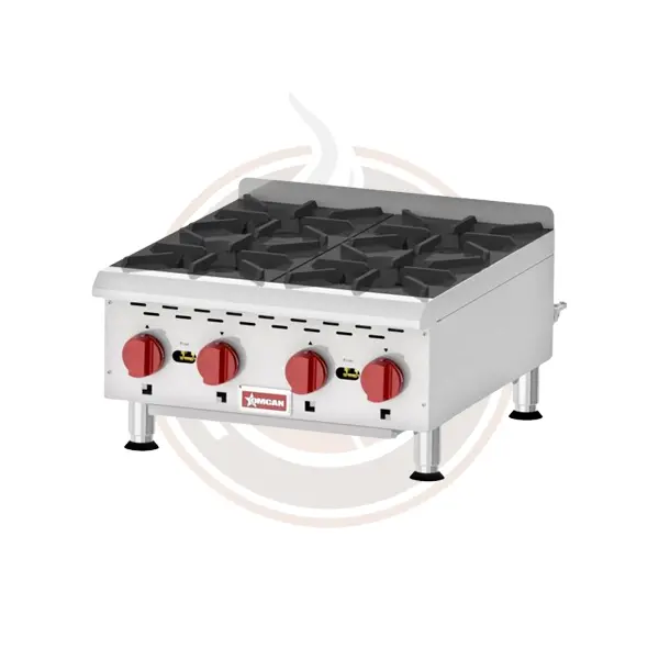 Omcan 4-Burner Countertop Stainless Steel Gas Hot Plate 1