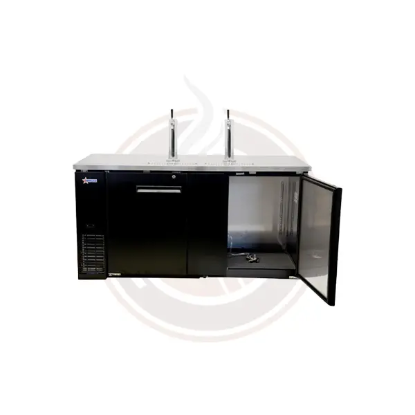Omcan 69" Double-Door Beer Dispenser Cooler – 23.3 Cu Ft, Dual Tap (Model 50068) 1
