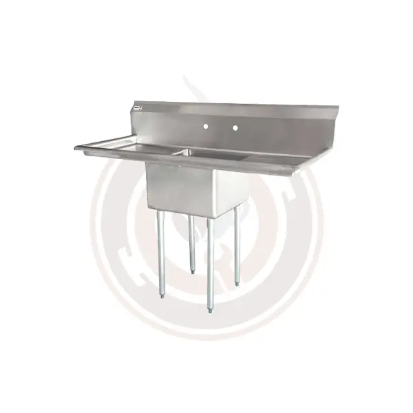 Omcan Commercial Stainless Steel Sink – 18" X 21" X 14", Single Basin With Dual Drain Boards, Model 25265 / 43774 1