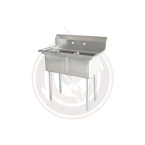 Omcan Commercial Two-Tub Ss Sink – 18" X 21" X 14", No Drain Boards, Model 25266 / 43780 1