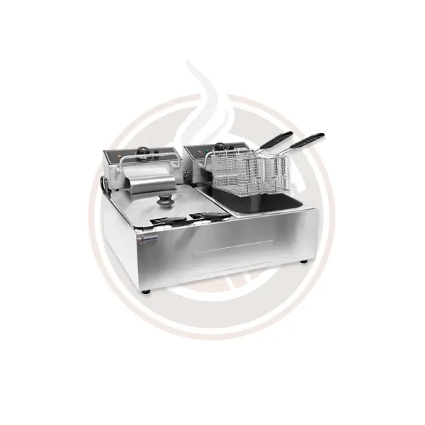 Omcan Dual 6-Quart Electric Countertop Fryer – 110V, 2×1350W, 14L Total (Model 34868) 1