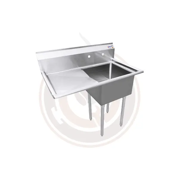 Omcan Heavy-Duty Ss Sink – 18" X 18" X 11", One-Tub Design With Left-Side Drain Board, Model 25247 / 43760 1