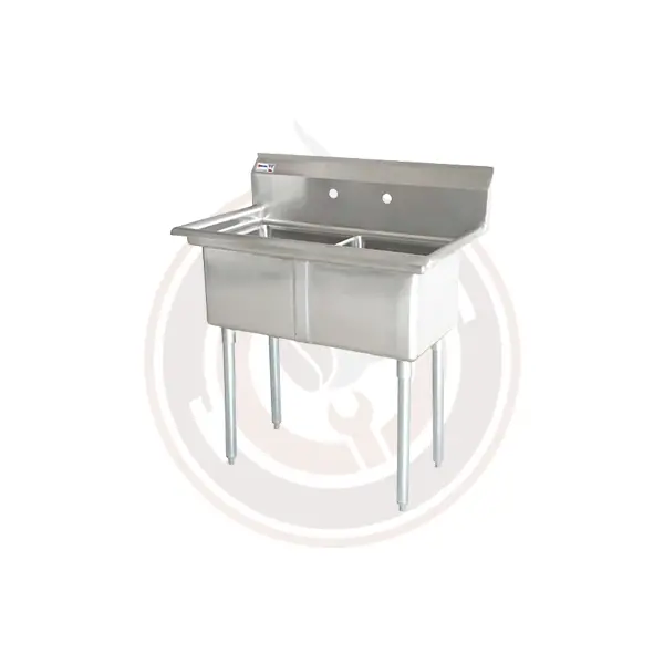 Omcan Heavy-Gauge Double-Basin Sink – 24" X 24" X 14", Drain-Board-Free Design, Model 22119 / 43791 1