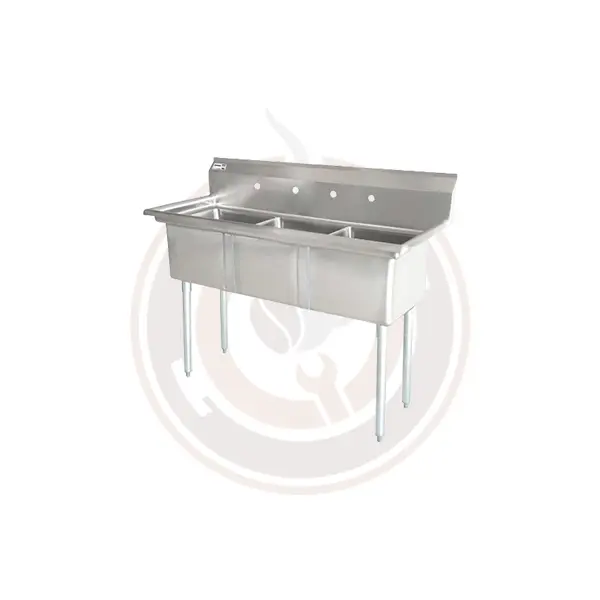 Omcan Large Triple-Compartment Sink – 24" X 24" X 14", Drain-Board-Free, Model 22120 / 43787 1