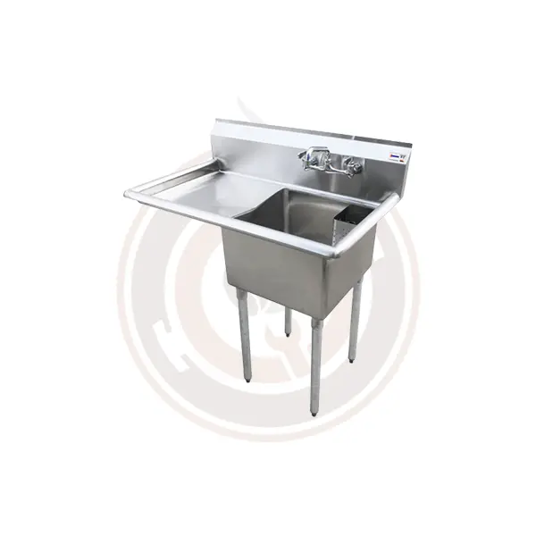 Omcan Stainless Steel Prep Sink – 18" X 21" X 14", Single Basin, Left Drain Board, Model 25263 / 43771 1