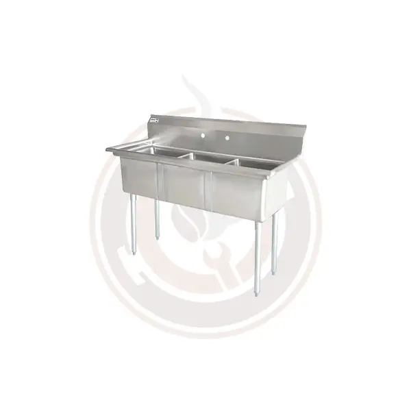 Omcan Triple-Basin Stainless Steel Sink – 18" X 18" X 11", No Drain Boards, Model 22114 / 43765 1