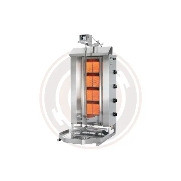 Potis Mu Gd4 Vertical Doner Kebab Machine, 70 Kg Capacity, 4-Burner Gas Broiler (38,000 Btu), Trento Series – Model 50128/50126 1