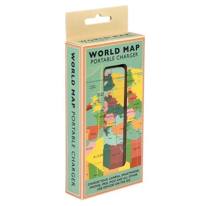 Rex World Map-Print Portable Usb Charging Device 1