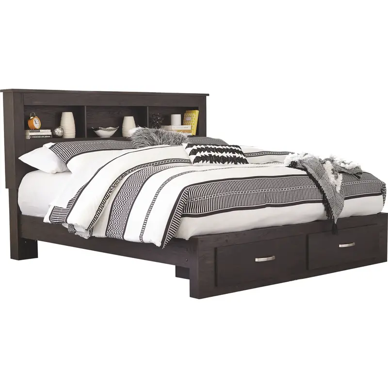 Reylow King Bookcase Bed With Integrated Storage Footboard And Led Lighting Option 1