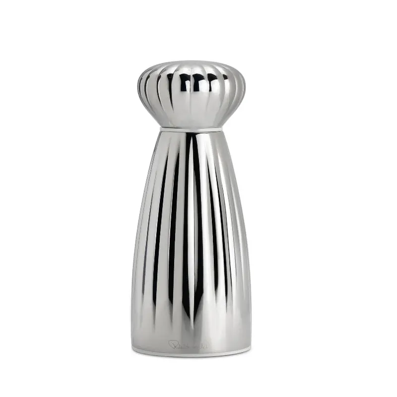 Robert Welch Palm Bright Medium Salt Mill – Stainless Steel & White 1