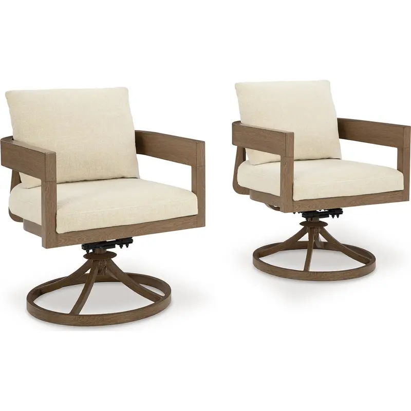 Serene Bay Swivel Outdoor Armchairs – Pair With Cushions 1
