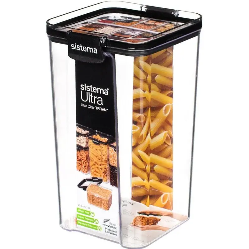 Sistema Ultra Square Tritan Canister – 1.3L Premium Square Storage Jar 1