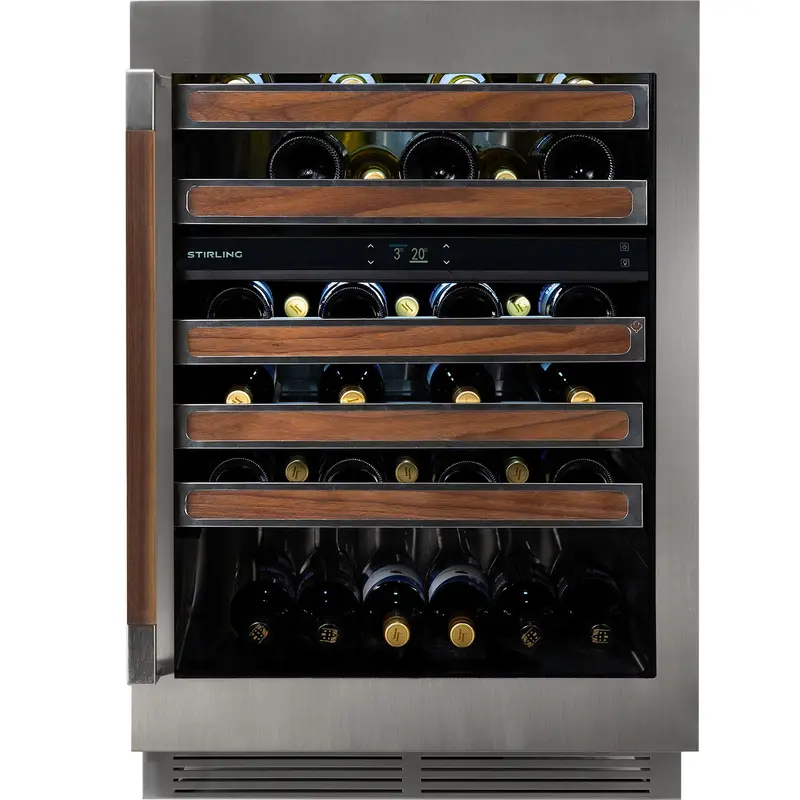 Stirling S4-D225Ss 24-Inch Dual-Zone Stainless Steel Wine Cooler With Wood Interior Package 1