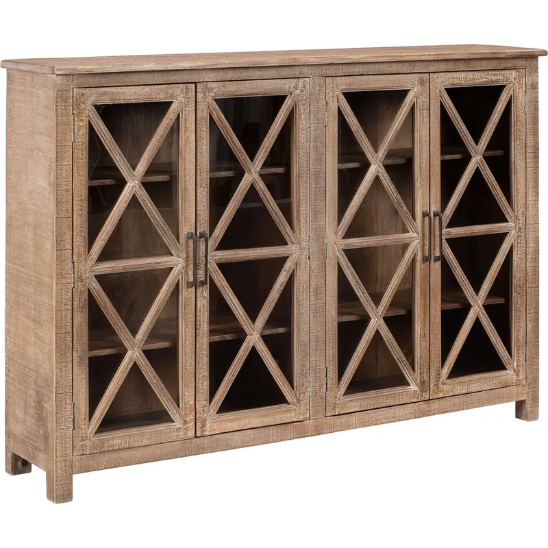 Veerland Wood-Grain Accent Cabinet With Storage Shelves 1