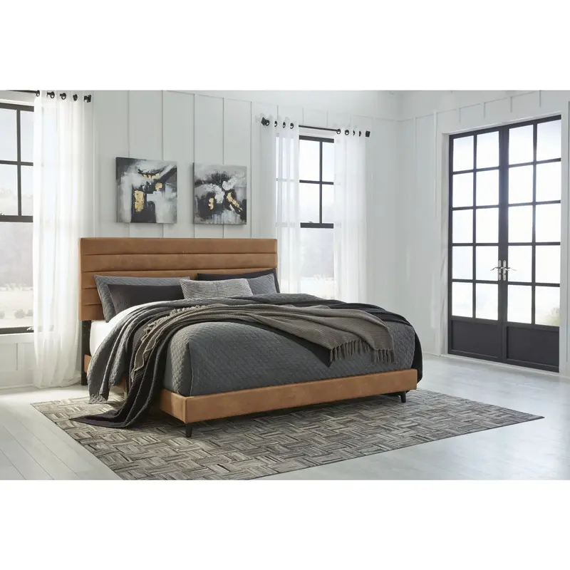 Vintasso Upholstered King Bed Frame – Elegant Headboard With Fabric-Wrapped Design 1