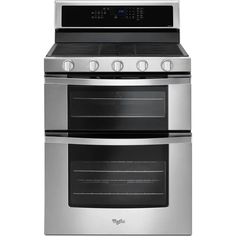 Whirlpool 6.0 Cu. Ft. Gas Double Oven Range – Center Oval Burner, Stainless Steel (Wgg745S0Fs) 1